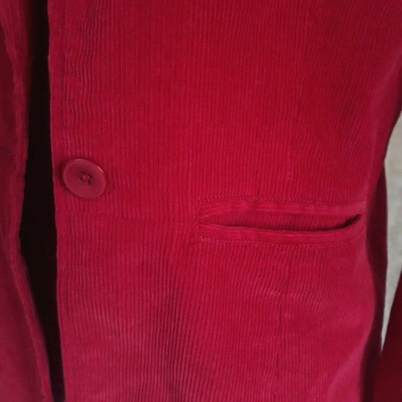Red Corduroy Classic Single Breasted Women's Lined Blazer Single Button Sz XS - Picture 5 of 15